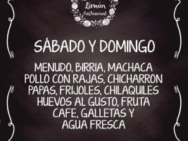 Lima Limón Menu