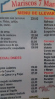 Mariscos 7 Mares menu