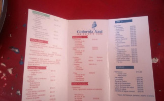 Codorniz Azul Cafe menu