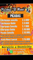 Pizzería El Maná menu