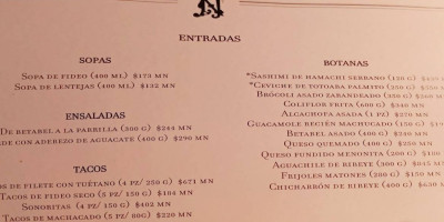 La Nacional menu