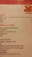 Ocaso Café Literario menu