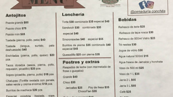 Cenaduria Conchita menu