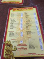 Taco Maya menu