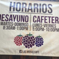 Las Moras Cafe menu