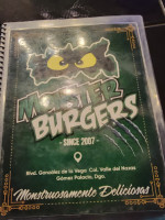 Monster Burgers menu