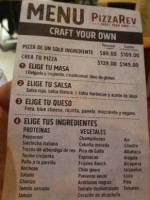 Pizzarev menu