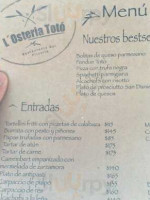 L'osteria Totó menu