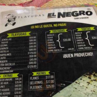 Tlayudas El Negro menu