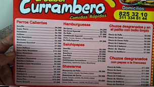 El Sabor Currambero menu