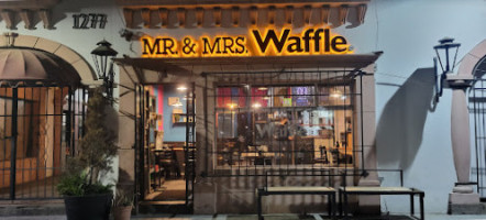 Mr. Mrs. Waffle outside