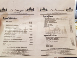 Antigua Fonda La Parroquia menu