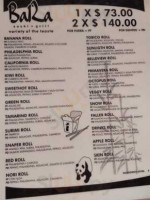 Sushi Bara Grill menu