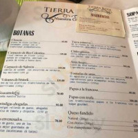 Tierra Roja menu