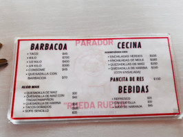 Parador Rueda Rueda menu