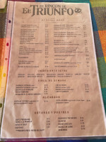 El Rincón De El Triunfo menu