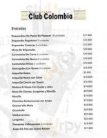 Club Colombia menu