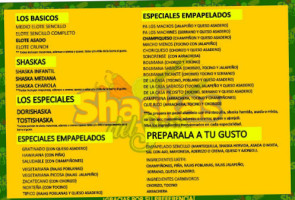 Shaskas Del Sur menu