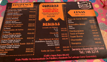 Taquería La Esquinita menu