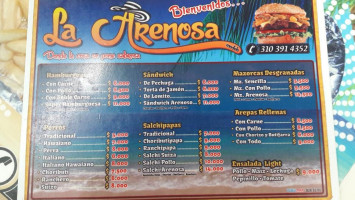 La Arenosa Donde La Cosa Se Pone Sabrosa menu