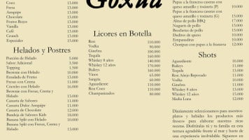 Goxua Ice Cream Cocktail Terrace Lounge menu