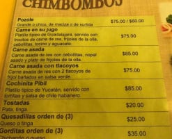 Cenaduria Los Chimbombos menu