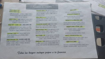 Angus Burgers menu
