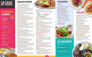 La Casa De Todos Plaza Candiles menu