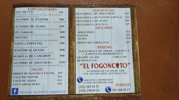 Tacos Al Pastor “el Fogoncito” menu