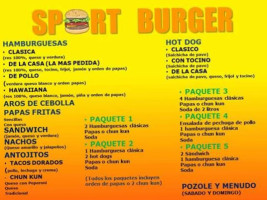 Sport Burguer menu