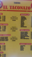 Taqueria El Taconazo menu