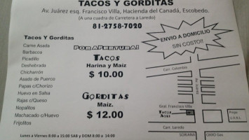 Tacos Y Gorditas El Profe menu