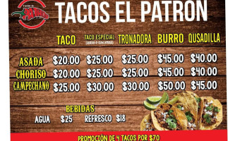 Tacos El Patrón menu