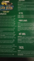 San Bean Hamburgesas menu