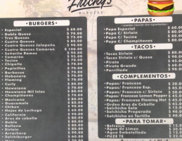 Fricky's Burger menu