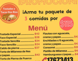 Tostadas Y Tacos Dos Rios menu