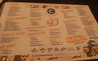 Cervecería Chapultepec Guanajuato Centro menu