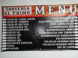El Primo Tacos menu