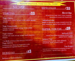 El Tope Tortas Y Supertortas menu