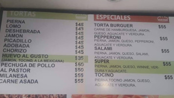 Tortas Anna menu