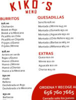 Burritos Kiko's menu