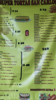 Tortas San Carlos menu