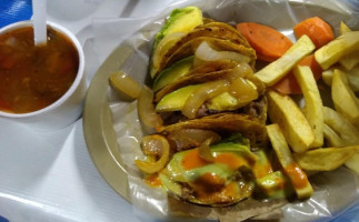 Tacos Y Tortas De Cecina Con Papas food