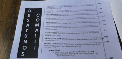 Cantina Comalli menu