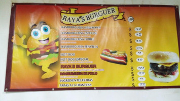 Raya's Burguer menu