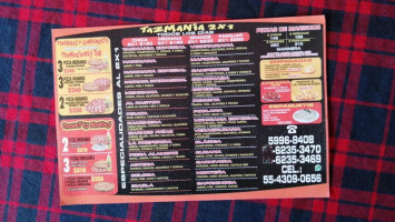 Pizza Tazmania menu