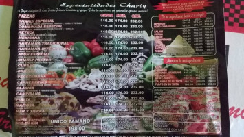 Charly Pizza menu