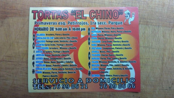 Tortas El Chino menu