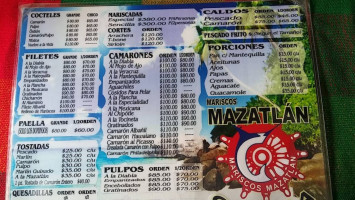 Mariscos Mazatlan menu