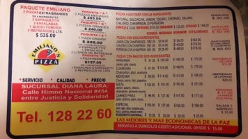 Emiliano's Pizza Diana Laura menu